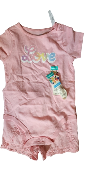 Garanimals Other - Garanimals new 24 months onesie short shirt outfit baby girl love pink